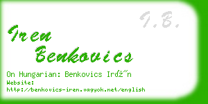iren benkovics business card
